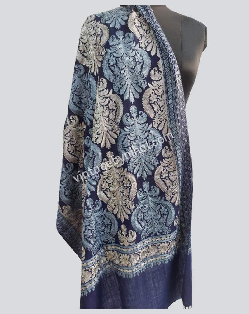 Pure Wool Embroidered Shawl/ Stole, Wedding Shawls VN1